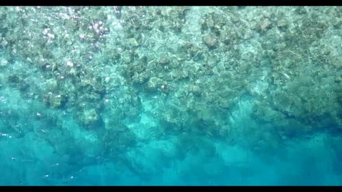Aerial top down seascape of perfect sea view beach journey by turquoise water and white sandy backgr