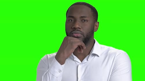 Confused Afro-american Guy on Green Screen.