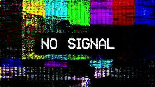 NO SIGNAL Glitch Error Screen with Digital Static Effect