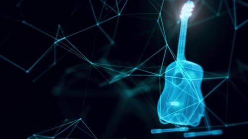 Futuristic Digital Guitar in Plexus Network Animation