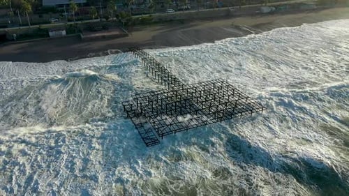 Dramatic Sea Texture Filmed on a Drone in the Sunrise