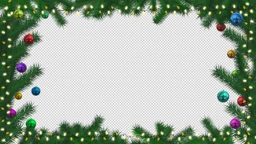 Animated Christmas Border with Twinkling Lights Reveal