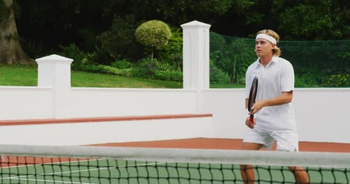 Tennis players playing a point