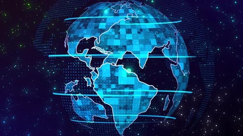 Animated Digital Globe with Futuristic Technology Network Lines