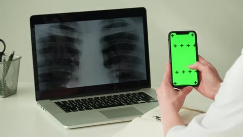 Phone Green Screen with X-Ray Background