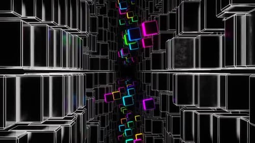 Vj Loop Tunnel Of Flying Pulsating Abstract Cubes 02