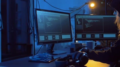 Hacker at Computer with Access Granted