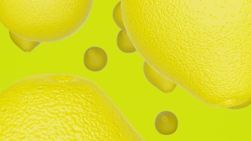 Dynamic Yellow Lemons Falling and Bouncing Animation