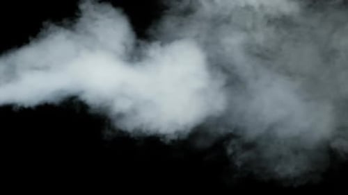 Billowing White Smoke on Black Background