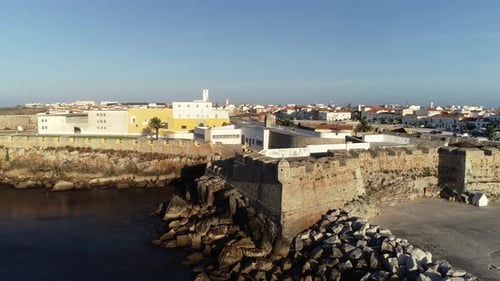 Flying towards the village Peniche