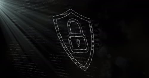 Digital Security Shield Lock Icon Reveal Animation