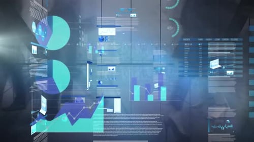 Animation of data processing in grey background