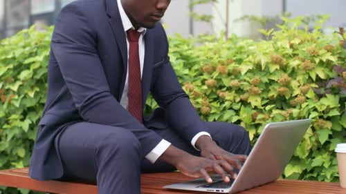 Black Entrepreneur Working Online from Park