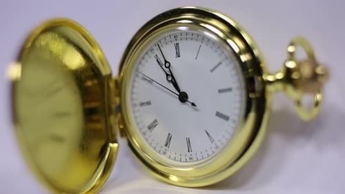 Gold Pocket Watch Close Up Ticking