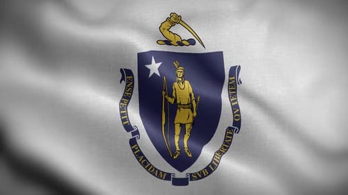 Waving Massachusetts State Flag Loop Animation