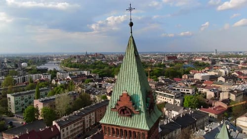 Aerial view of Krakow, Cracow city in Poland, Polska, Europe