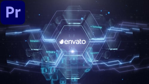 Presentación del logotipo de presentación digital de manos robóticas - Premiere Pro