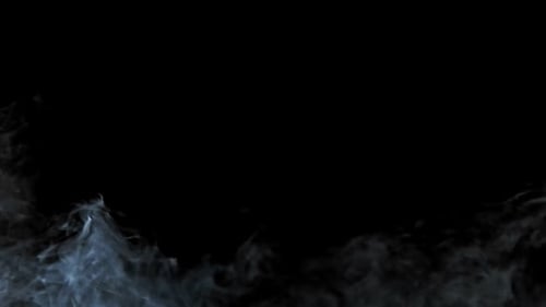 Blue and White Smoke Rising on Black Background