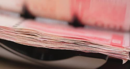 Money Counting Machine Counts Renminbi Bills