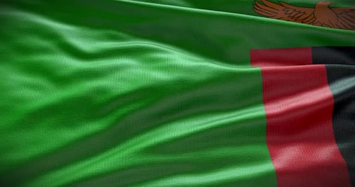 Realistic Waving Zambia Flag Animation Loop