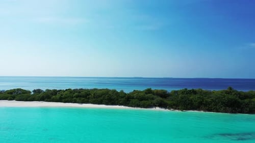 Wide overhead abstract shot of a summer white paradise sand beach and turquoise sea background in be