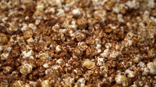 Delicious Caramel Popcorn Close Up Dolly Shot