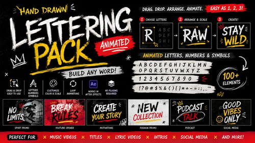 Hand Drawn Animated Lettering Pack