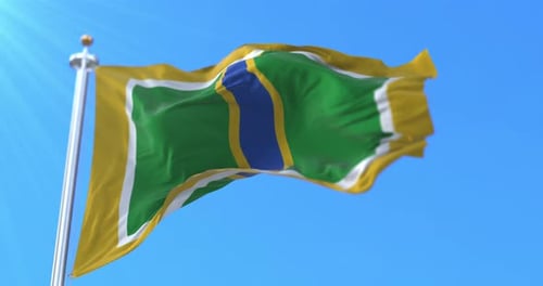 Realistic Waving Flag Animation Against Clear Blue Sky