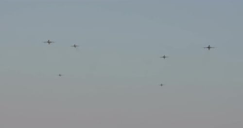Squadron of Jets Flying in Formation