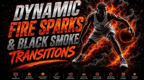 Dynamic Fire Sparks & Black Smoke Transitions DaVinci Resolve