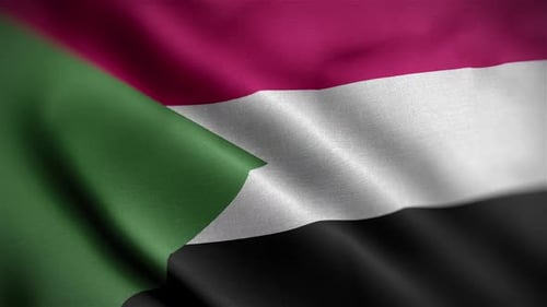 National Flag of Sudan Waving Realistic Loop
