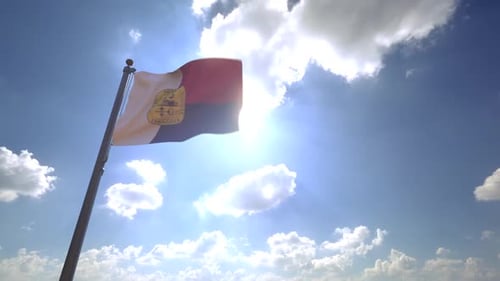 Memphis City Flag (Tennessee) on a Flagpole V4