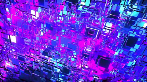 Glowing Futuristic Digital Cubes Network Background Animation
