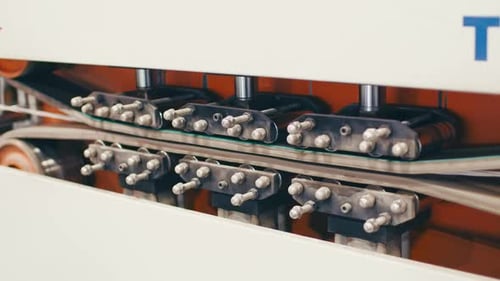 Manufacturing Conveyor Belt Machine Close Up