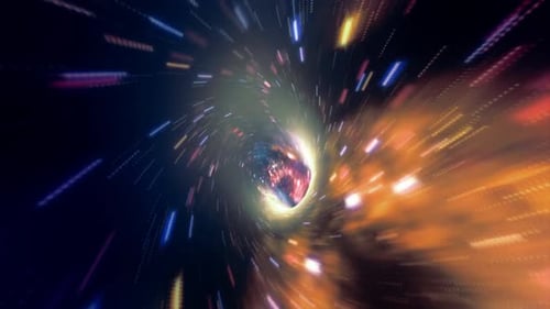 Warp Speed Travel Through Cosmic Space Tunnel Animation