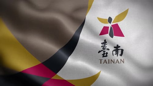 Tainan City Flag Waving Seamless Loop Animation