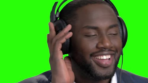 Close Up African American Guy Listening To Music