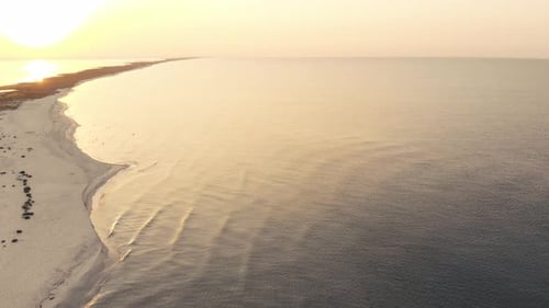 Orange Landscape with Sea and Sunset