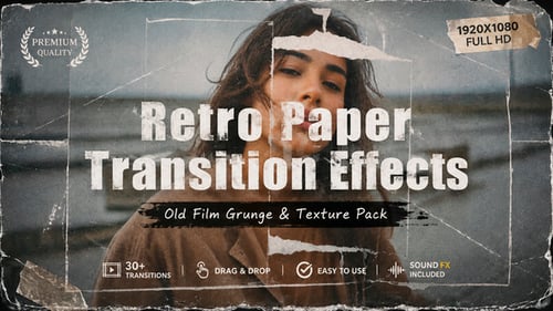 Retro Paper Transition Effects – Old Film Grunge & Texture Pack For DaVinci Resolve