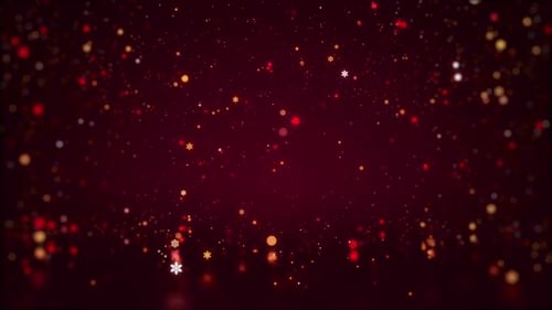 Festive Red and Gold Snowflakes Particle Background