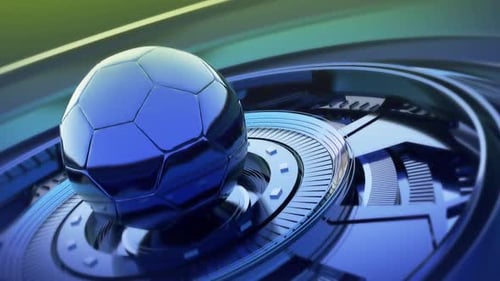 Futuristic Metallic Soccer Ball Rotating Broadcast Background
