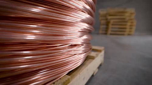 Close Up of Copper Wire on Pallet