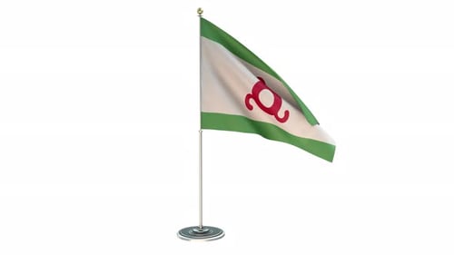 Realistic 3D Waving Ingushetia Flag on Pole