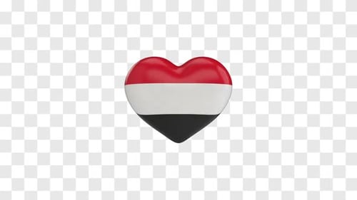 3D Yemeni Flag Heart Morphing Animation Loop