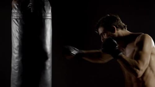 Athletic Male Workout Boxing Slow-Motion