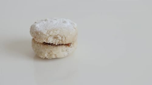 Holiday dessert filled with marmalade called little vanilla cookie slow tilt 4K 2160p 30fps UltraHD