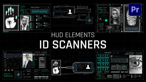 HUD Elements ID Scanners - Futuristic Biometric Interface Pack For Premiere Pro