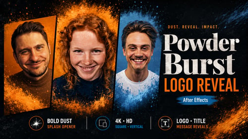 Powder Burst Logo Reveal for After Effects – Dust Particle Splash Opener