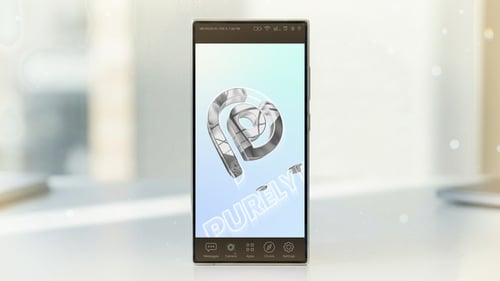 Clean Logo Reveal on Smartphone Screen in Office Setting
