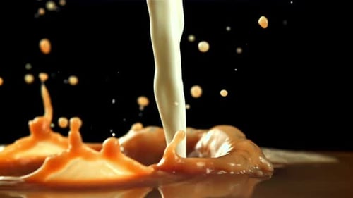 Creamy White Liquid Pouring and Splashing in Slow Motion
